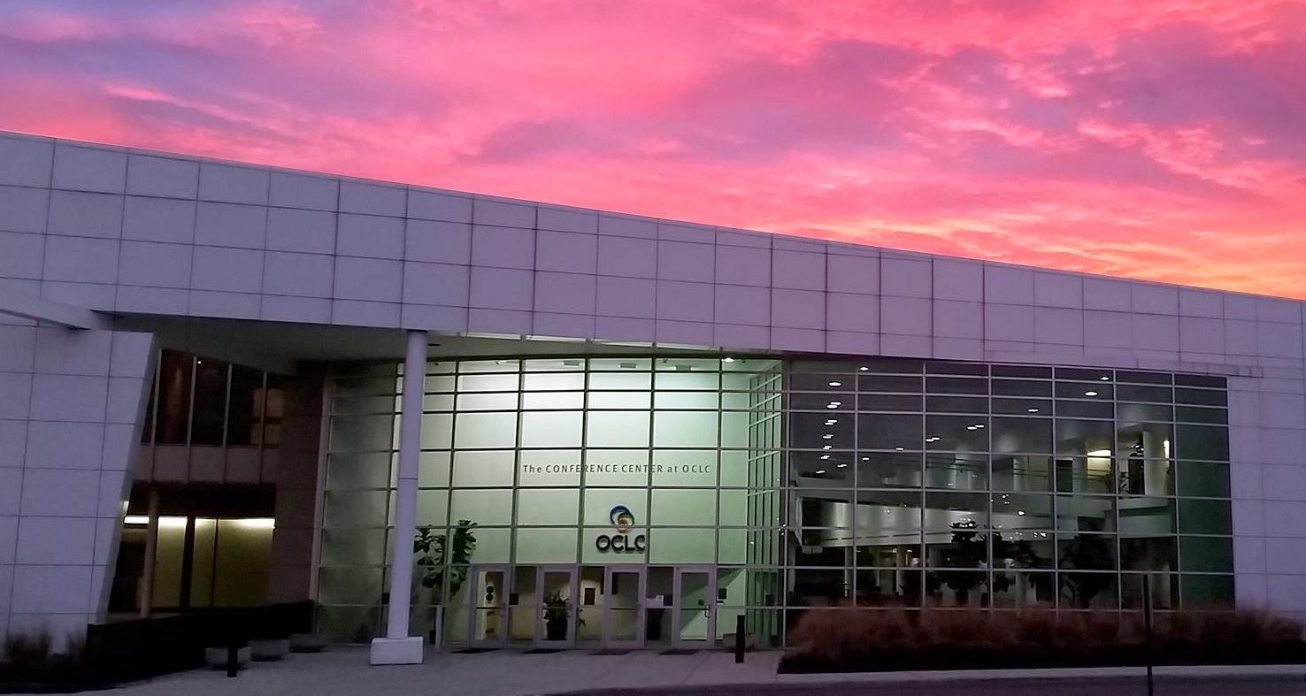 front of the OCLC conference center at dusk